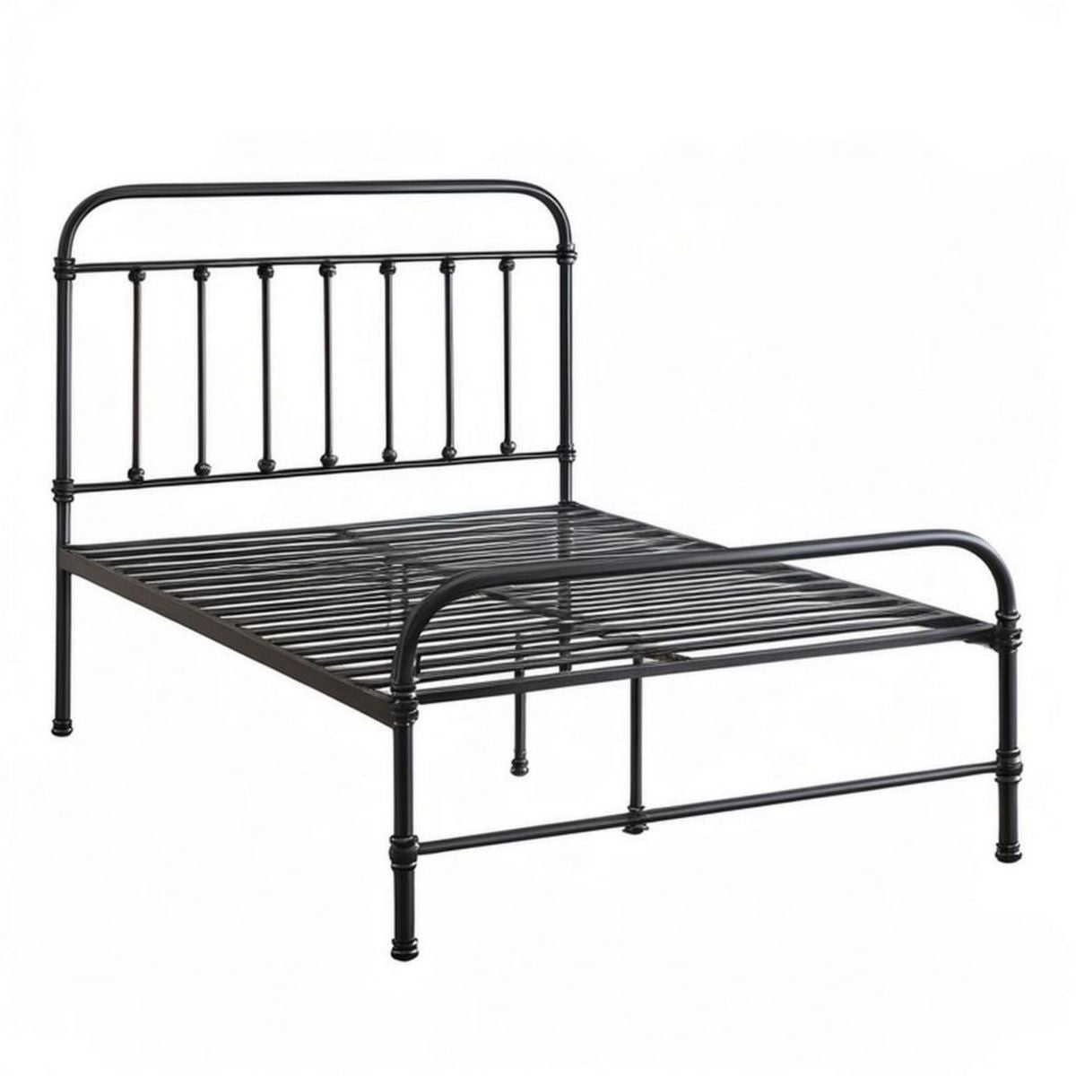 Metallbettgestell 140 x 200 cm Schwarz aus pulverbeschichtetem Stahl