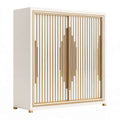 2-türiger Kleiderschrank aus MDF in Weiss/Gold, 120 x 55 x 200 cm