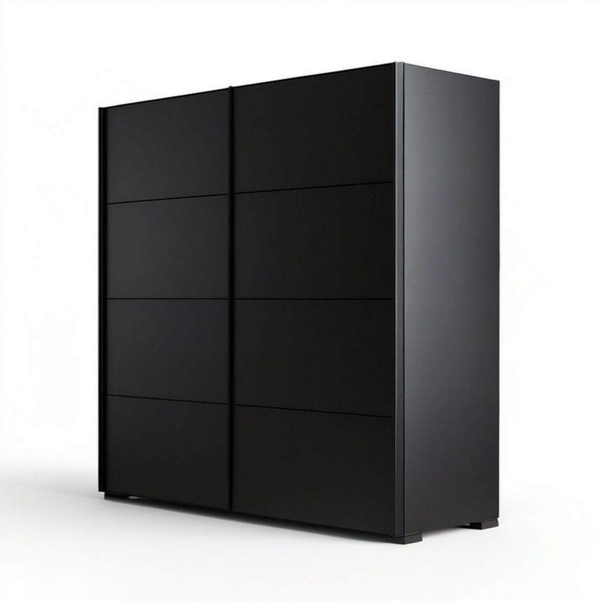 2-türiger Schwebetürenschrank in Schwarz, 120 x 60 x 200 cm