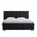 Gepolstertes Doppelbett 180 x 200 cm Schwarz mit hohem Kopfteil