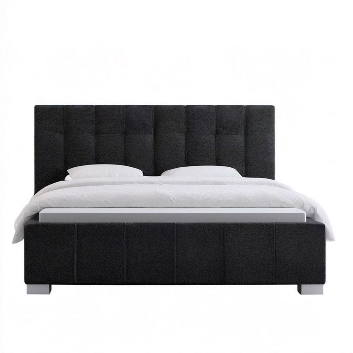 Gepolstertes Doppelbett 180 x 200 cm Schwarz mit hohem Kopfteil