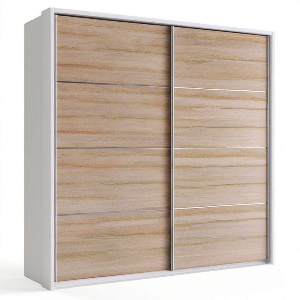 Schwebetürenschrank 180 x 200 x 60 cm Weiss/Eichefarben